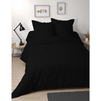 Housse de couette unie 240x220cm, 2 personnes, Noir, 100% Coton 57 fils, Oeko-Tex