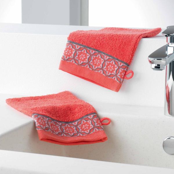 Lot de 2 Gants de toilette Corail 15x21cm Gamme Adélie