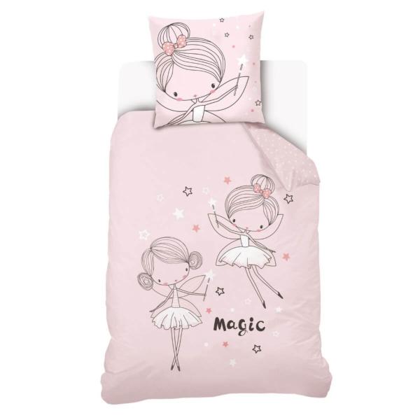 Housse de couette Les petites Fées, Rose, Enfant, 140x200cm, 1 personne, 100% Coton