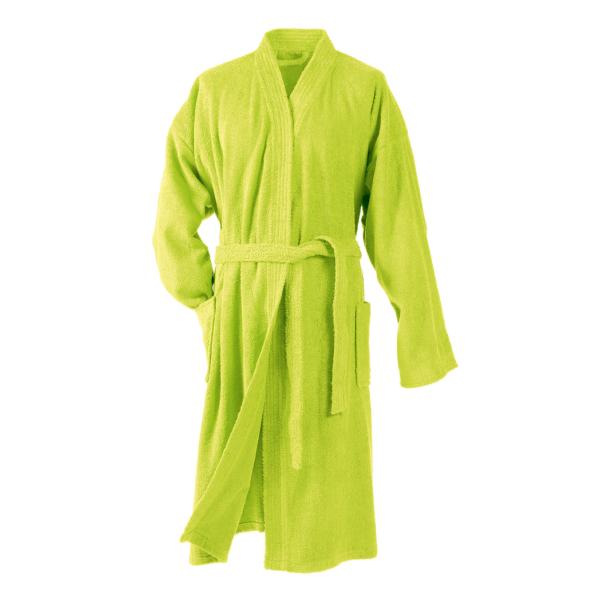 Peignoir de bain en éponge, Col Kimono, Vert anis, Taille unique, Adulte, 100% Coton