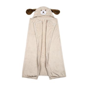 Plaid cape à capuche, Théo le Chien, Beige, 100x75cm, 100% Polyester