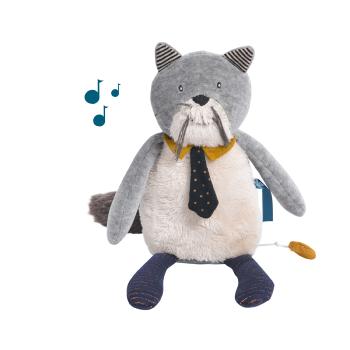 Poupée Chat musical, Les Moustaches, Gris clair, Polyester