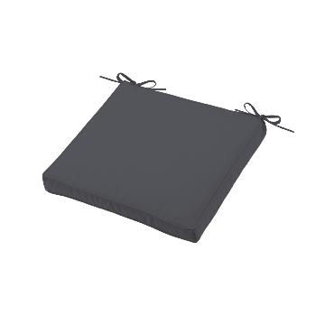 Galette de chaise déhoussable, Anthracite/Gris foncé, 40x40cm, 100% Microfibre, Attache à lacets