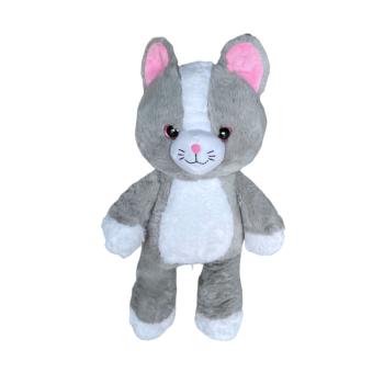 Peluche Chat Aria, Gris/Blanc, 42cm, Toucher agréable et tout doux, 100% polyester 