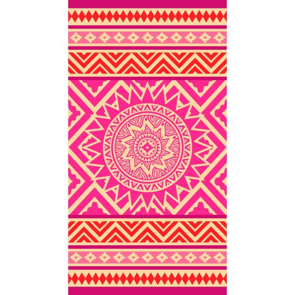 Drap de plage/Bain, Mancora Mandala, Rose/Multicolore, 86x160cm, 100% Coton, Haute qualité
