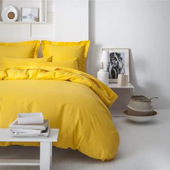 Housse de couette unie Jaune Safran, 220x240cm, 2 personnes, 100% Coton 57 fils, Oeko-tex