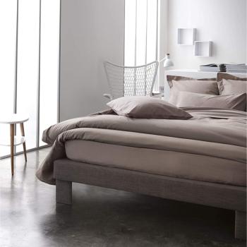 Housse de couette unie Marron clair/Mastic, 140x200cm, 1 personne, 100% Coton 57 fils, Oeko-tex