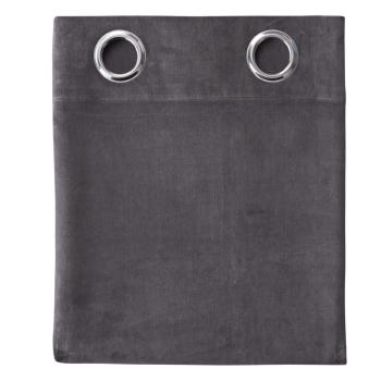 Rideau à œillets Softy, Gris foncé, Toucher velours, 140x240cm, 100% Polyester Velvet, Prêt à poser