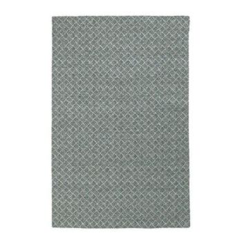 Tapis XL Imprim gomtrique, Gamme Jardin d'hiver, Vert/Ecru, 120x170cm, 100% Coton, Double face imprime