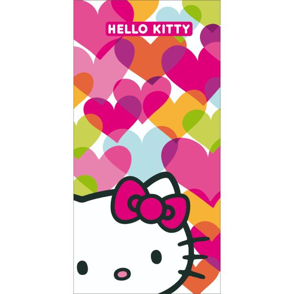Drap de plage ou de bain Hello Kitty Mimi Love, 75x150cm, 100% Coton