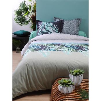 Housse de couette Anori, Gris/Vert, 240x260cm, 2 personnes, 100% Coton