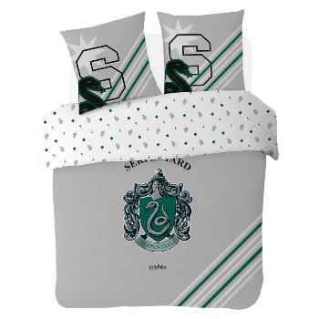 Housse de couette Harry Potter Serpentard, Gris, 200x200cm, 100% Coton