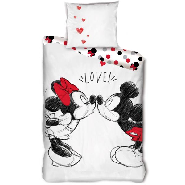 Housse de couette Mickey et Minnie in Love, Blanc, Enfant, 140x200cm, 1 personne, 100% Coton
