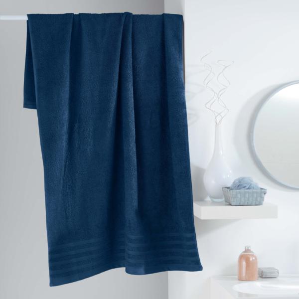 Drap de Bain 90x150cm Uni Bleu Nuit, 100% coton