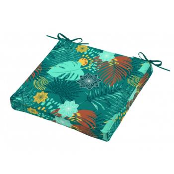 Galette de chaise déhoussable, Imprimé Puntacana, 40x40cm, 100% Microfibre, Attache à lacets