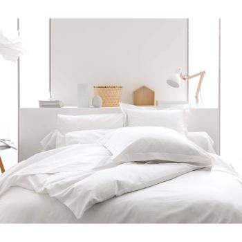 Housse de couette unie Blanc Chantilly, 140x200cm, 1 personne, 100% Coton 57 fils, Oeko-tex