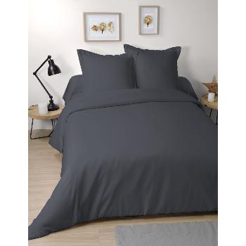 Housse de couette unie 240x220cm, 2 personnes, Couleur Anthracite, 100% Coton 57 fils, Oeko-Tex