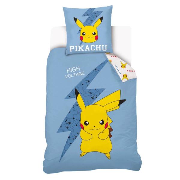 Housse de couette Pokémon Pikachu, Bleu/Jaune, Enfant, 140x200cm, 1 personne, 100% Coton