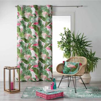 Rideau  oeillets Zootica, Thme tropical, Vert/Blanc, 140x240cm, 100% Coton, Qualit suprieure, Prt  poser