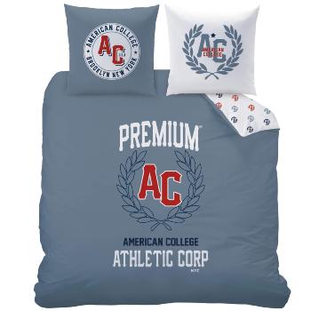 Housse de couette American College Athletic, Bleu ptrole, 220x240cm, 2 personnes, Polycoton