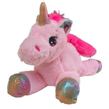 Peluche Licorne Alana, Rose, 39cm, Position allonge, Toucher agrable et tout doux, 100% polyester 