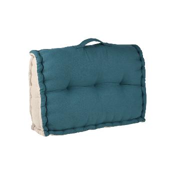 Dossier Palette bicolore, Couleur Ptrole/Lin, Coussin 60x40x22cm, 100% Coton