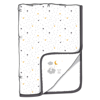 Couverture Petit Lapin, Au clair de la Lune, 85x160cm, Gris/Blanc, 100% Coton