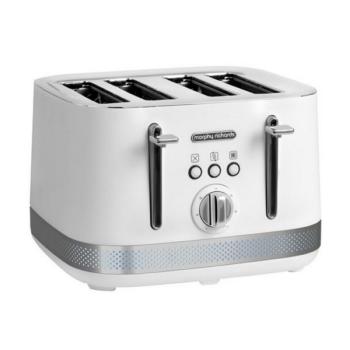 Morphy Richards, Grille-pain familial 4 fentes, 7 positions, Ramasse-miettes amovible, Blanc, 1800W