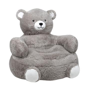 Pouf pour enfant Ours Markus, Gris, 45 x 45 cm, Toucher tout doux