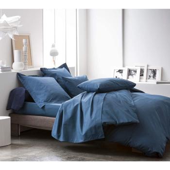 Housse de couette unie Ciel d'orage/Bleu foncé, 220x240cm, 2 personnes, 100% Coton 57 fils, Oeko-tex