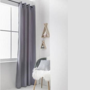 Rideau Isolant uni, Gris ciment, Face polaire, Gamme Stockholm, 140x240cm, 100% Polyester, Prt  poser