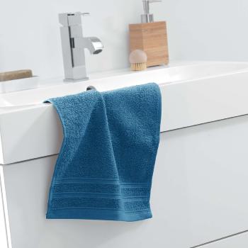 Serviette invit 30x50cm Unie Bleu Ptrole, 100% coton