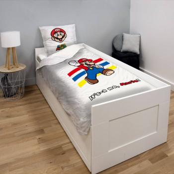 Housse de couette Super Mario, Mario et Luigi Time, Blanc, Enfant, 140x200cm, 1 personne, 100% Coton, 2 en 1