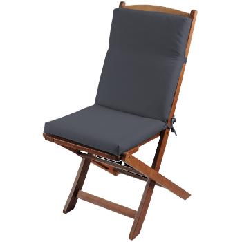 Coussin de chaise/fauteuil extérieur déhoussable, Anthracite, 40x90cm, 100% Polyester, Imperméable, Attache à clips