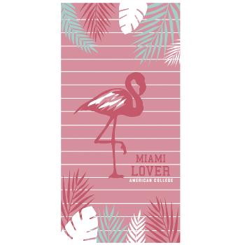 Drap de plage ou de bain American Flamant Rose, 75x150cm, 100% Coton