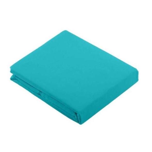 Drap plat uni 240x300cm, 2 personnes, Couleur Canard, 100% Coton 57 fils, Oeko-Tex