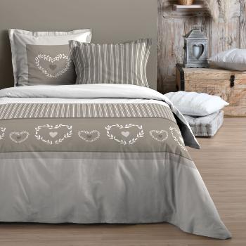 Housse de couette Adelaide, Thème Romantique, Taupe/Naturel, Adulte, 220x240cm, 2 personnes, 100% Coton Oeko-Tex