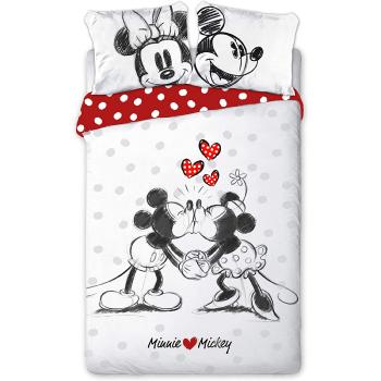 Housse de couette Mickey et Minnie Kiss Love, Enfant, 140x200cm, 1 personne, 100% Coton