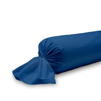 Taie de traversin unie, Bleu indigo, 45x185cm, 100% Coton
