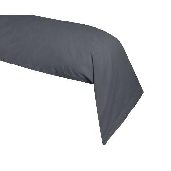 Taie de traversin unie, 45x185cm, Standard, Couleur Anthracite, 100% Coton 57 fils, Oeko-Tex