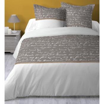 Housse de couette Margaret, Gris/Taupe, Adulte, 220x240cm, 2 personnes, 100% Coton