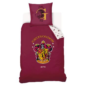 Housse de couette Harry Potter Gryffondor, Bordeaux, 140x200cm, 1 personne, 100% Coton