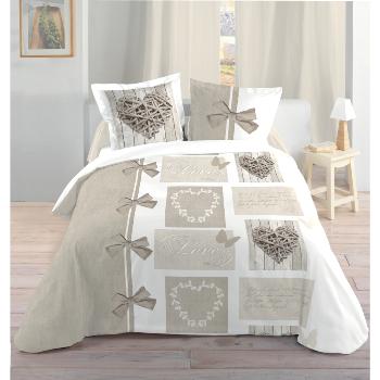 Housse de couette Heart, Coeurs, Marron clair, 220x240cm, 2 personnes, 100% Coton
