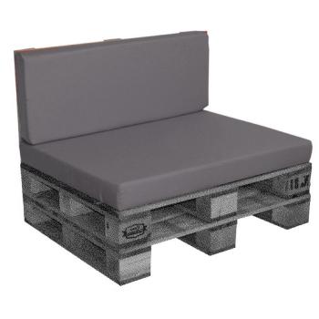 Coussin/Matelas d'extérieur pour Palette [EUR] en fibre compressée, Déhoussable, Imperméable, Anthracite, 120x80x10cm, 100% Polyester