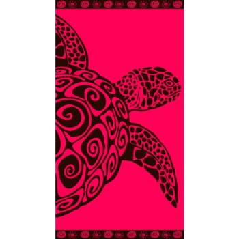 Drap de plage/Bain, Fuchsia Swim Tortue, Fuchsia, 86x160cm, 100% Coton, Haute qualité