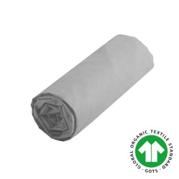 Drap housse uni 90x190cm, Bonnet de 30cm, 2 personnes, Gris/Perle, Coton Bio, Oeko-Tex