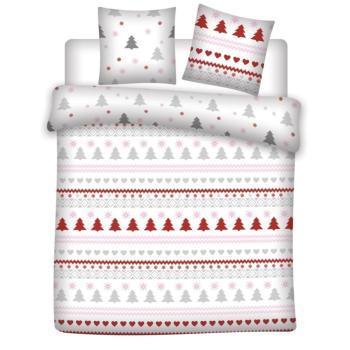Housse de couette Sapin, Thème Montagne, Blanc, Adulte, 220x240cm, 2 personnes, 100% Coton Flanelle