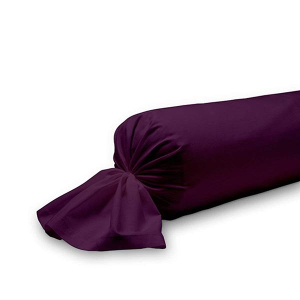 Taie de traversin unie, Deep purple/Violet foncé, 45x185cm, 100% Coton