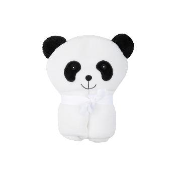 Plaid cape à capuche, Louka le Panda, Noir/Blanc, 100x75cm, 100% Polyester