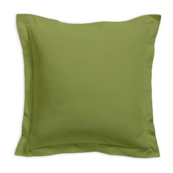 Taie d'oreiller unie, Vert Bambou, 75x75cm, 100% Coton à volant plat